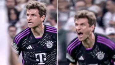 Thomas Muller estalló tras la decisión del referí en el Madrid vs Bayern Múnich