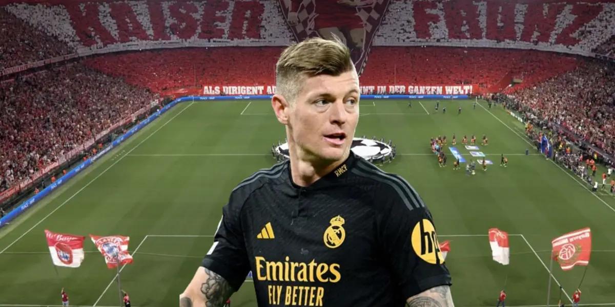 Toni Kroos con el Allianz Arena de fondo.