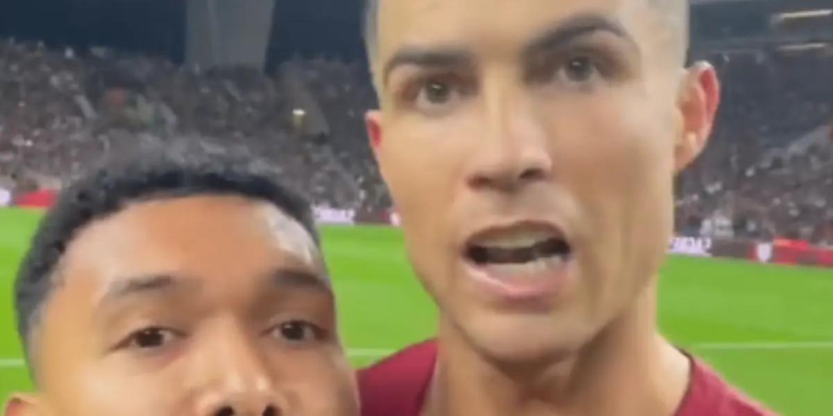 Un joven dejó atrás todo tipo de seguridad y hasta intercambió palabras, se sacó una foto y le dio la mano al crack portugués