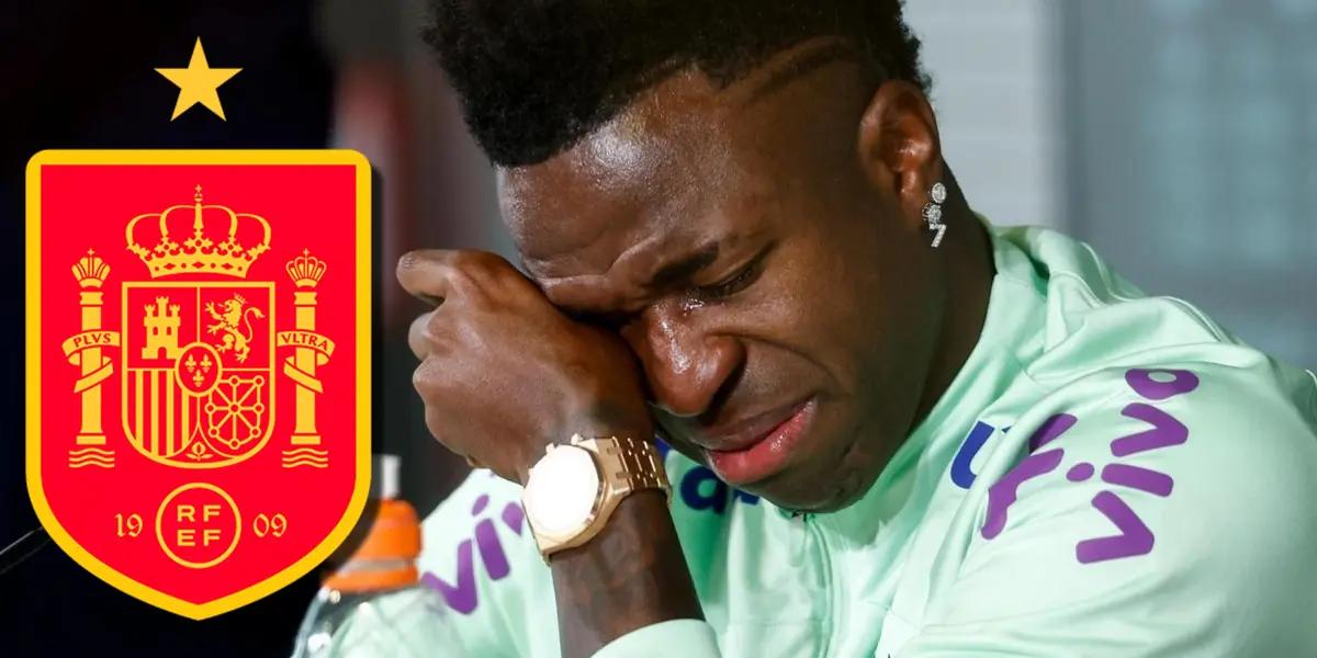 Vinicius Junior no aguantó y lloró en conferencia de prensa, en la previa del partido entre España y Brasil