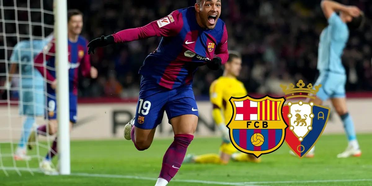 Vitor Roque celebrando el gol