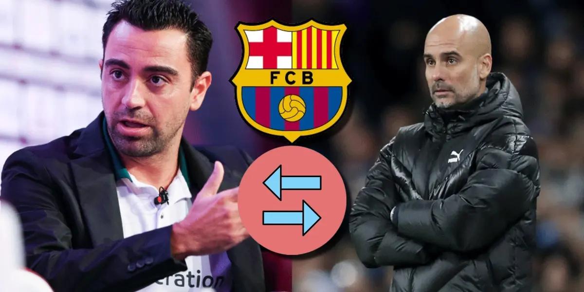 Xavi Hernández, entrenador del FC Barcelona, y Pep Guardiola del Manchester City