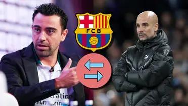 Xavi Hernández, entrenador del FC Barcelona, y Pep Guardiola del Manchester City