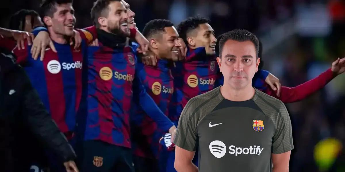 Xavi Hernández y jugadores del FC Barcelona