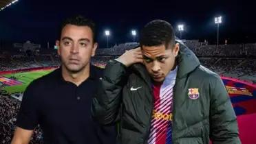 Xavi Hernández y Vítor Roque, del FC Barcelona