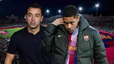 Xavi Hernández y Vítor Roque, del FC Barcelona