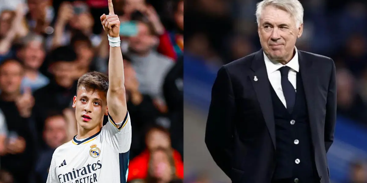 Arda Guler y Carlo Ancelotti, del Real Madrid