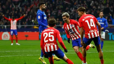 El Atlético de Madrid festejando su gol contra el Getafe en la primera parte de la temporada.