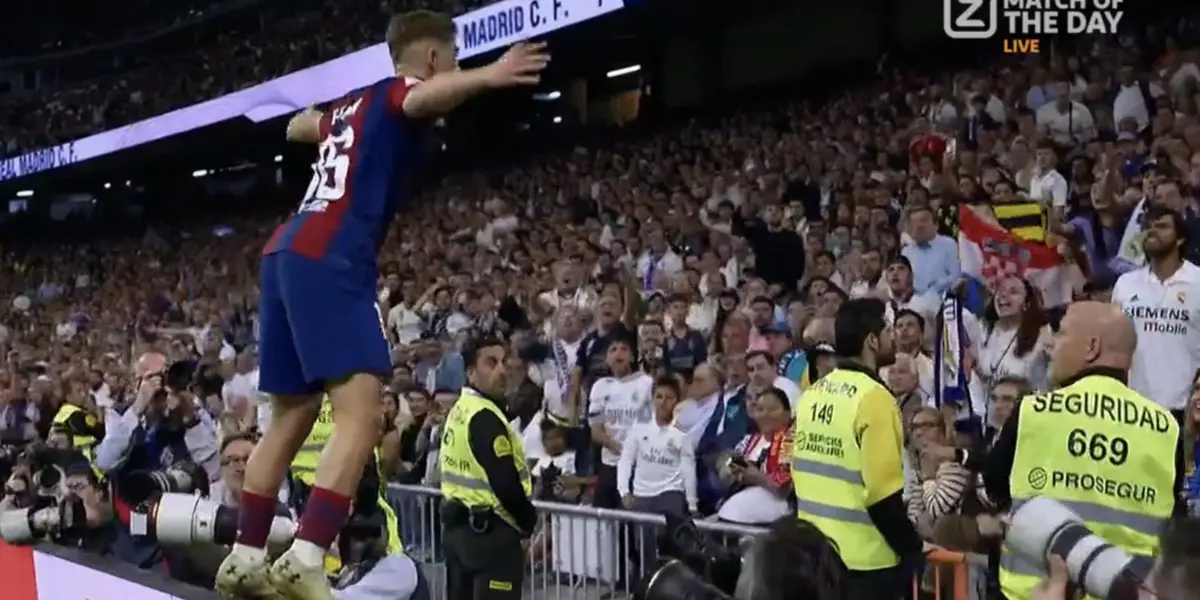 Fermín López, jugador del FC Barcelona, celebrando su gol al Real Madrid