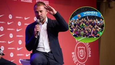 Hansi Flick en la rueda de prensa en la que fue presentado. (Foto: FC Barcelona)