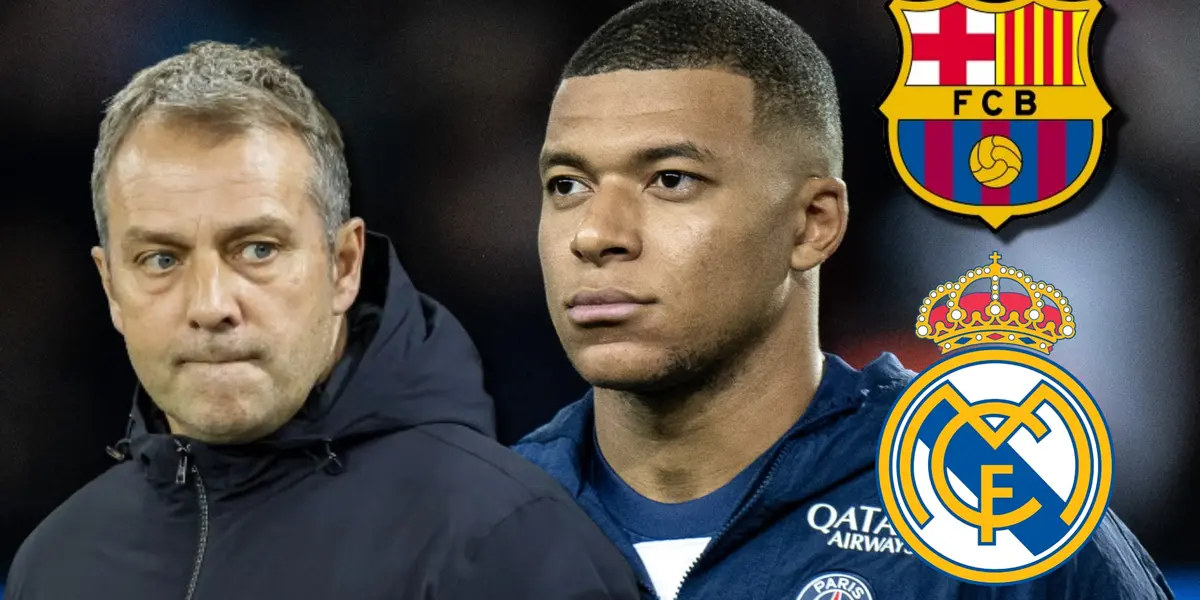 Hansi Flick y Kylian Mbappé