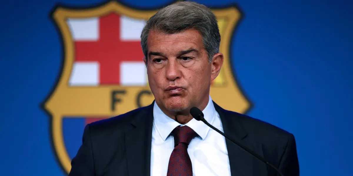 Joan Laporta en la sala de prensa del FC Barcelona. (Foto: FC Barcelona)