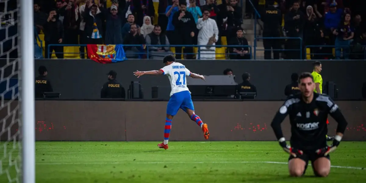 Lamine Yamal celebrando su gol de ayer