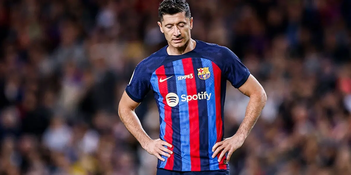 Lewandowski con la camiseta del FC Barcelona.