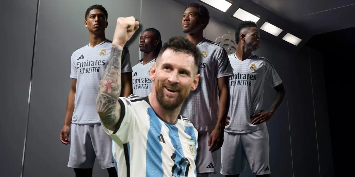 Lionel Messi y jugadores del Real Madrid