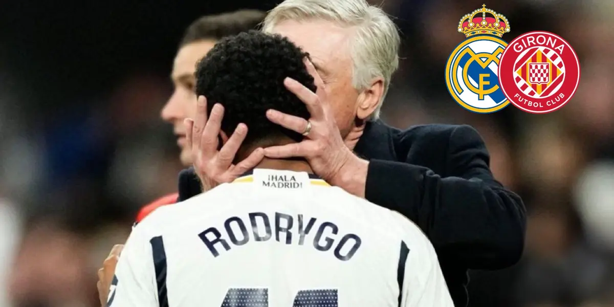 Rodrygo y Ancelotti celebrando el gol