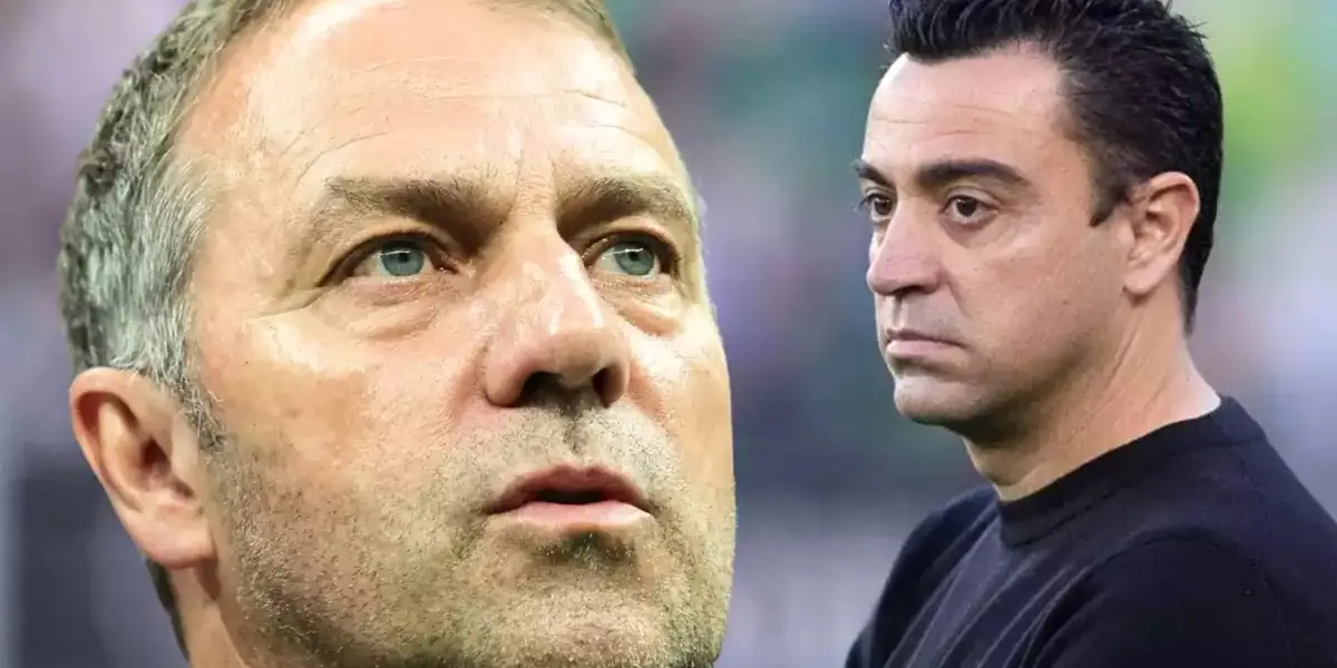 Xavi Hernández, entrenador del FC Barcelona, y Hansi Flick